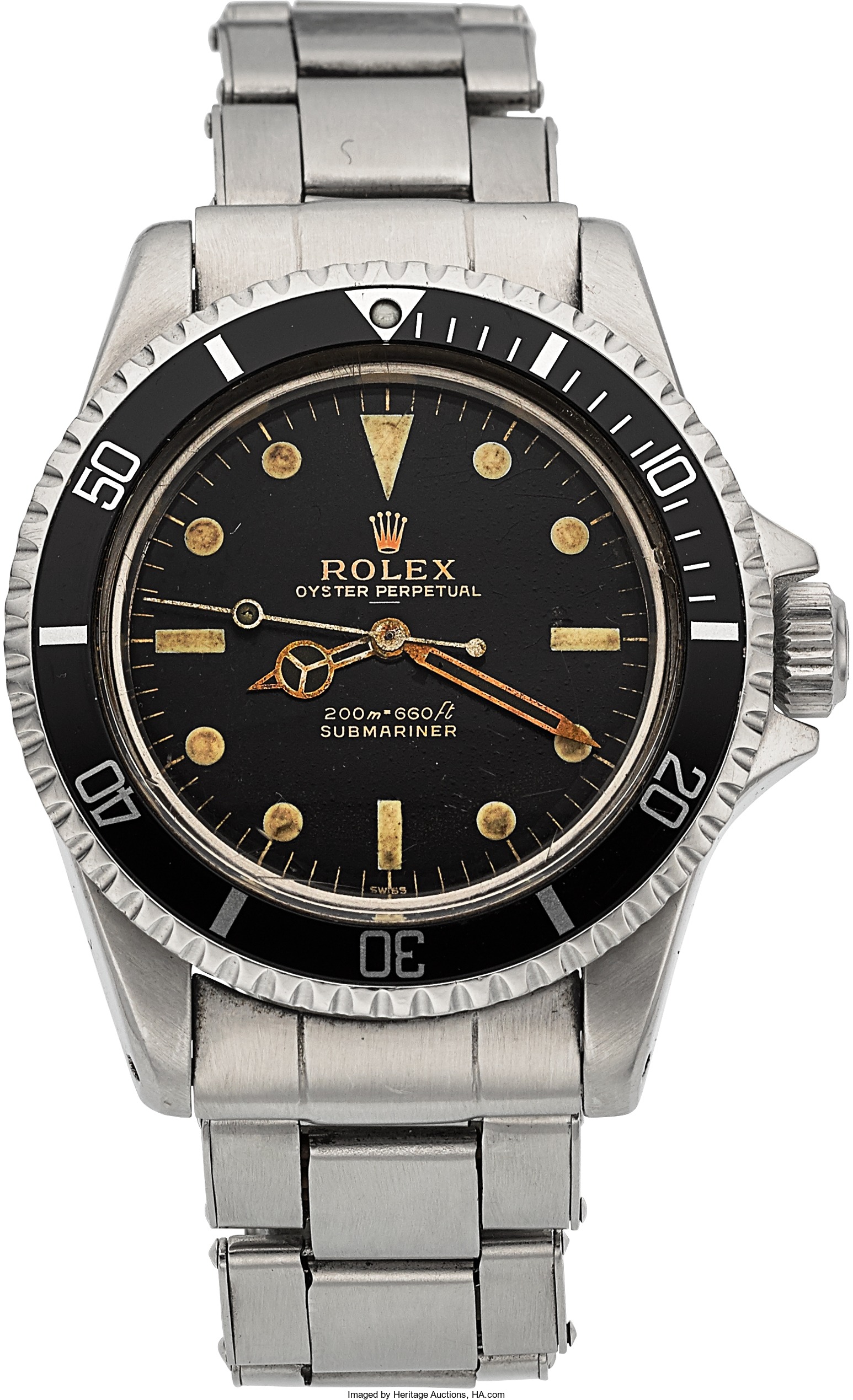 Rolex Ref Rare Submariner Gilt Underline Dial Meters First