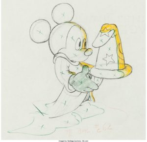 Fantasia Mickey Mouse Sorcerer's Apprentice Animation Drawing (Walt Disney, 1940)