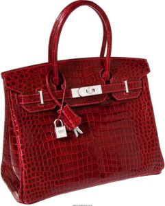 Hermes Exceptional Collection Shiny Rouge H Porosus Crocodile 30cm Birkin Bag with Solid 18K White Gold & Diamond Hardware