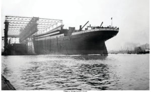 The Titanic superstructure at her launch at the Harland & Wolff Shipyard, May 31, 1911