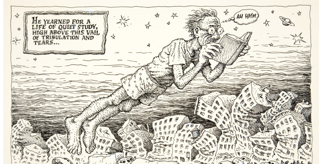 Robert Crumb The Book Reader Calendar Illustration Original Art