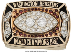 1987 Washington Redskins Super Bowl XXII Championship Ring Presented to Defensive Tackle Dean Hamel