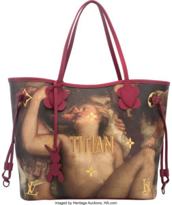 Louis Vuitton Limited Edition Masters Collection Pink Leather and Coated Canvas Titian Neverfull MM Bag by Jeff Koons