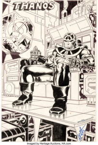 Jim Starlin and Rich Buckler Thanos Concept Illustration Original Art (circa 1971-72)