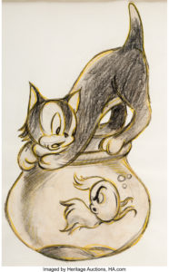 Pinocchio Figaro and Cleo Concept Drawing (Walt Disney, 1940)