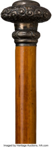 Tiffany Hardwood Cane with Sterling Silver Ferrule and Decorative Head