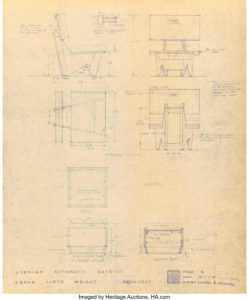 Frank Lloyd Wright, Twenty-Five Blueprints and Renderings for the Usonian Automatic, circa 1955