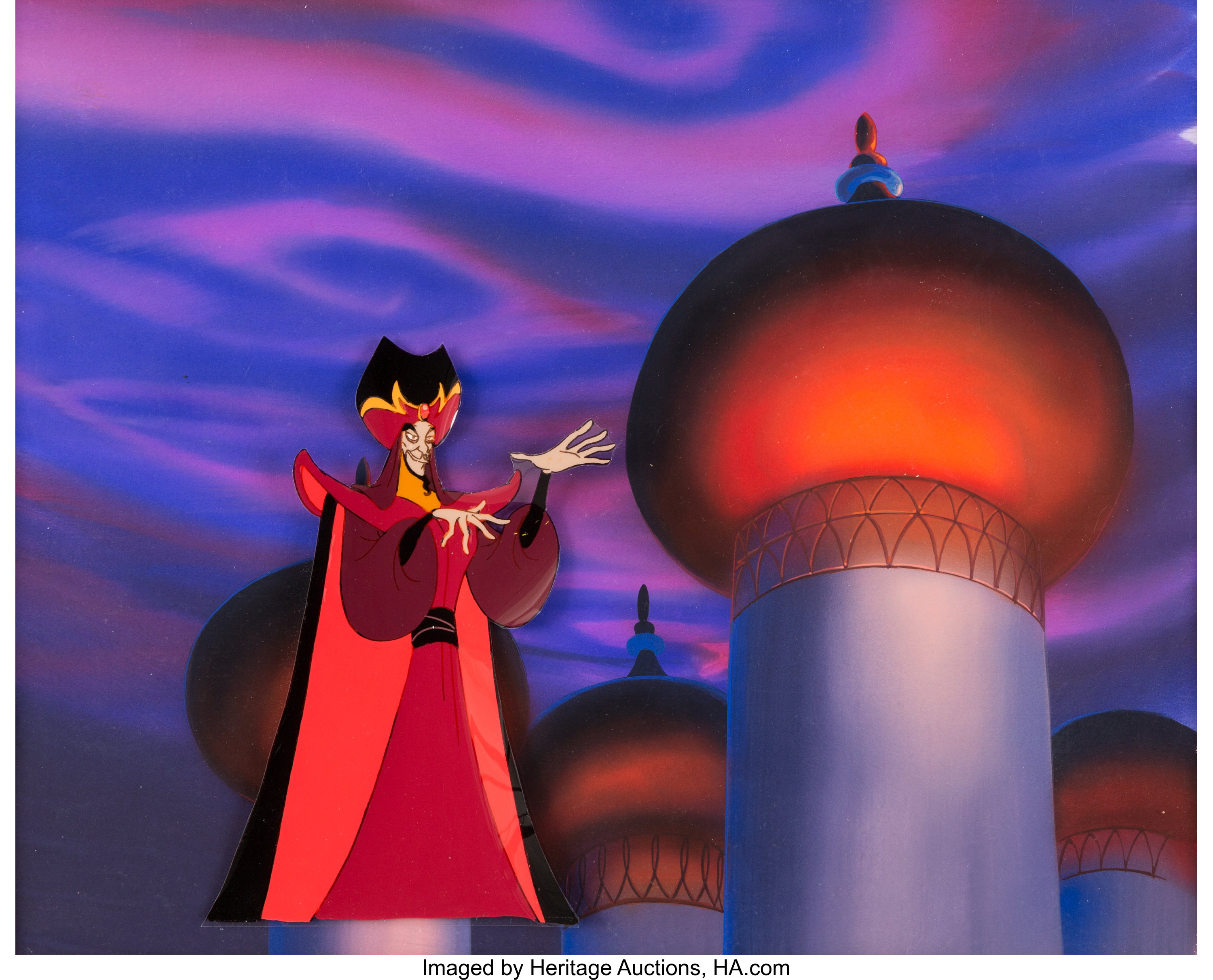 Disney's Aladdin the Series Jafar Production Cel on Master Production  Background (Walt Disney, 1994)