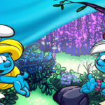 smurf village with smurfette and some other smurfette I don't know
