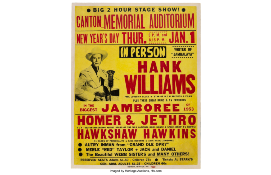 hank williams concert poster