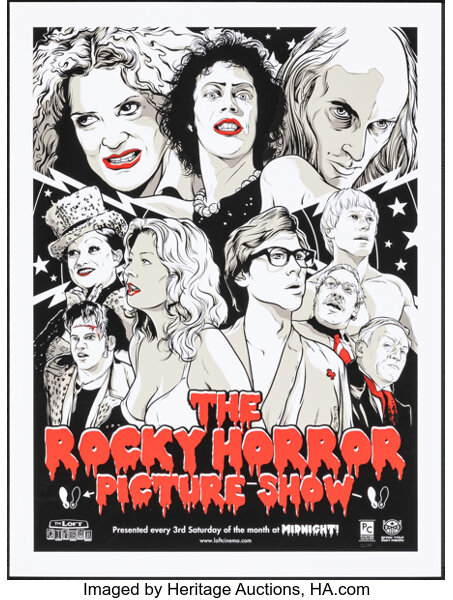 the rocky horror picture show movie poster in black and white