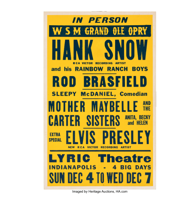 1955 Elvis Presley concert poster